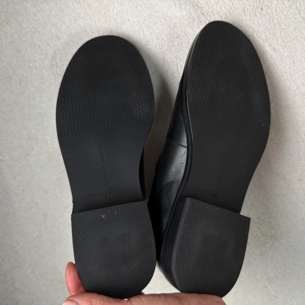 Isabella Anselmi Black Leather Mary Jane Flats Buckle Strap Shoes Size 39 Y2K